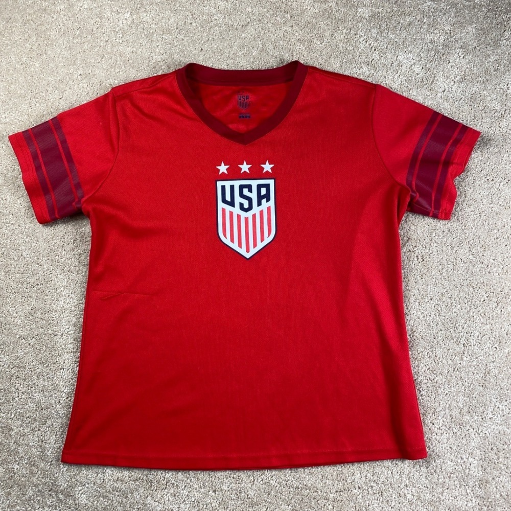 Alex‎ Morgan 13 USWNT Soccer Jersey Red USA Womens Large Short Sleeve V-Neck